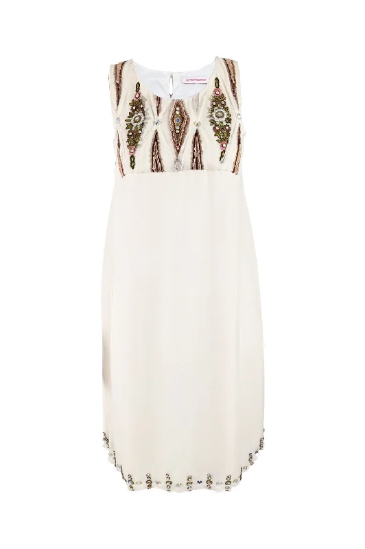 Lowest Prices Preowned Beaded Off White Silk Chiffon Evening Dress, 2000s