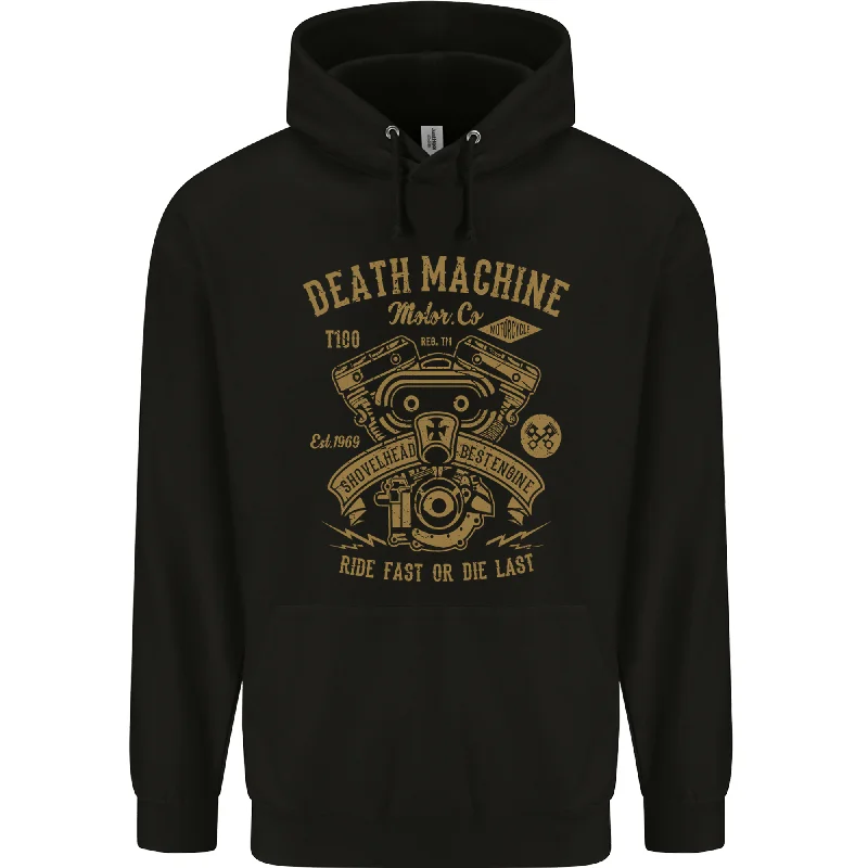 YEAR-End Sale Death Machine Motorcycle Motorbike Biker Mens 80% Cotton Hoodie
