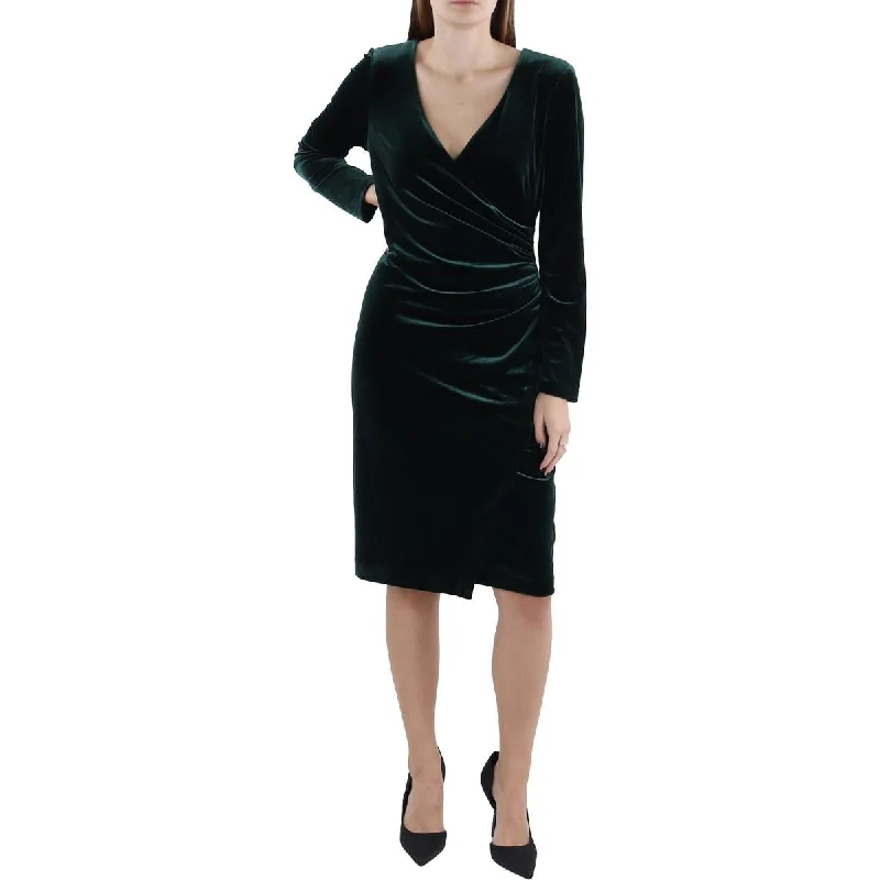 Lauren Ralph Lauren Womens Velvet Knee-Length Cocktail And Party Dress