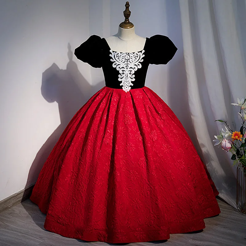 Savings Spectacular Girl Christmas Dress Flower Girl Dress Children Color Contrast Princess Retro Elegant Puff Sleeve Puffy Communion Dress Savings Spectacular Girl Christmas Dress Flower Girl Dress Children Color Contrast Princess Retro Elegant Puff Sleeve Puffy Communion Dress
