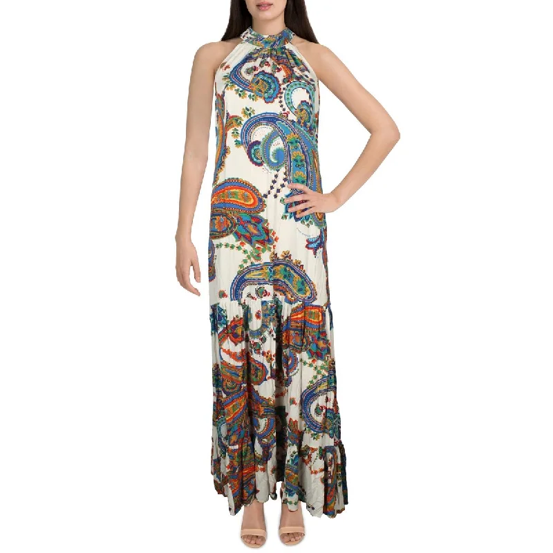 MSK Womens Paisely Maxi Halter Dress