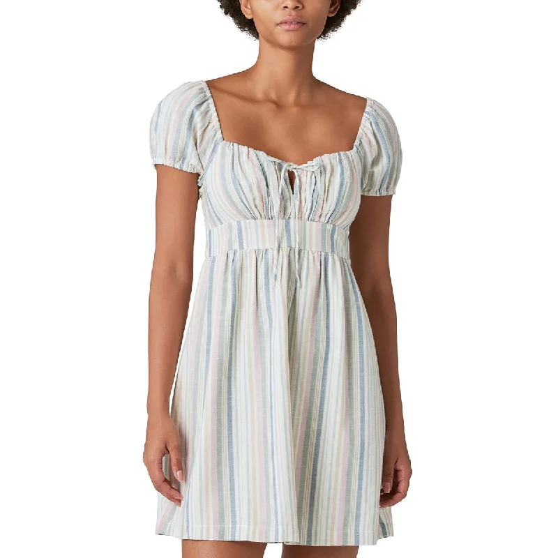 Lucky Brand Womens Linen Keyhole Babydoll Dress