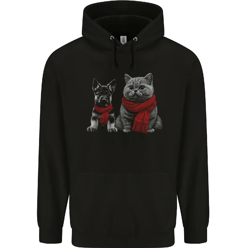 Special Savings Dog & Cat in Scarves German Shepherd Mens 80% Cotton Hoodie