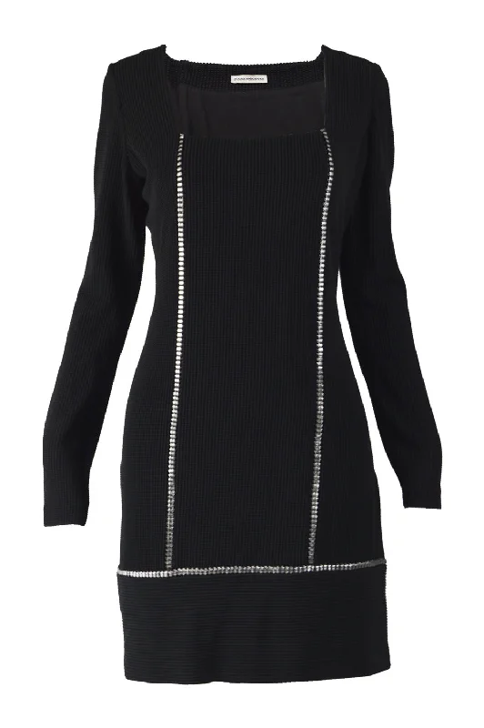 Unmissable Offer Vintage Black & Silver Square Neck Cocktail Dress, 2000s