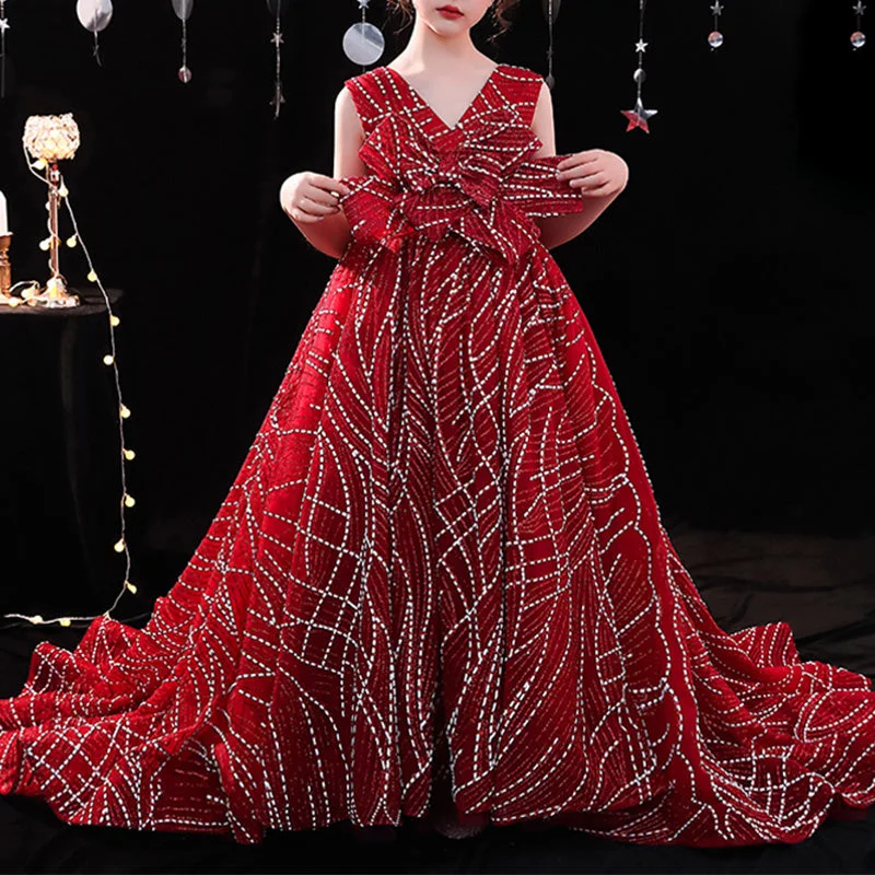 Hurry In Luxurious Little Girl Dresses Girl Pageant Red Sequins Party Fluffy Princess Dress Hurry In Luxurious Little Girl Dresses Girl Pageant Red Sequins Party Fluffy Princess Dress