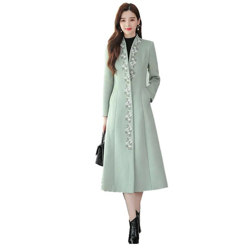 Steals and Deals Women Embroidered Woolen Overcoat