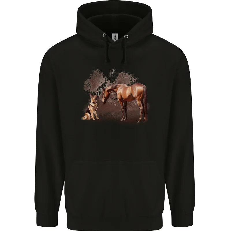 Super Savings Dog and Horse German Shepherd Alsatian Mens 80% Cotton Hoodie