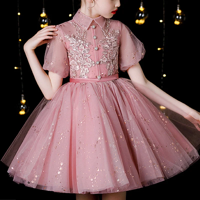 Special Price Toddler Ball Gowns Little Girl Pageant Fluffy Mesh Embroidered Sequins Princess Dress