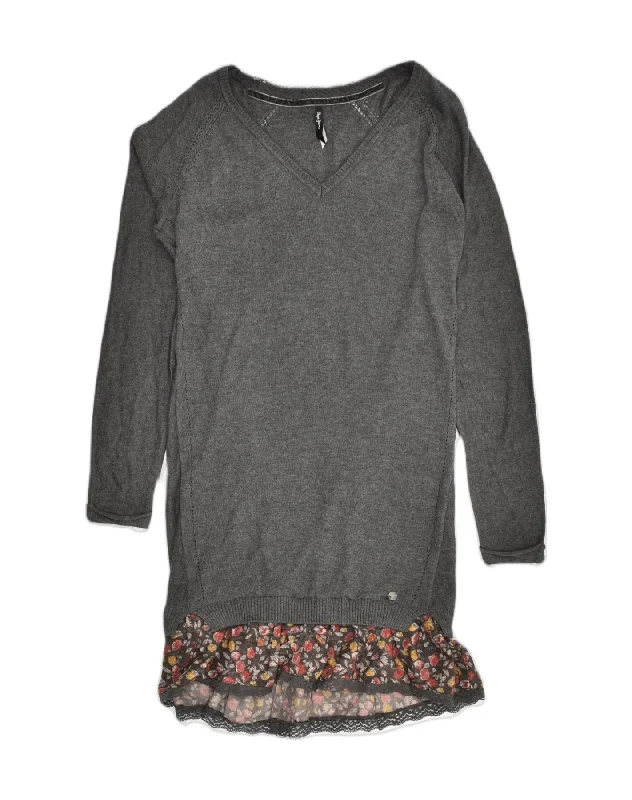 Season Finale Sale PEPE JEANS Womens Jumper Sweater UK 12 Medium Grey Rayon