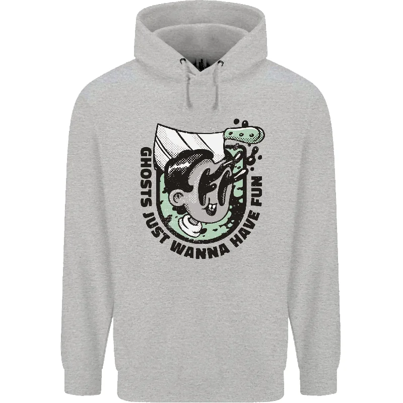Don't Wait Ghosts Just Wanna Have Fun Halloween Mens 80% Cotton Hoodie