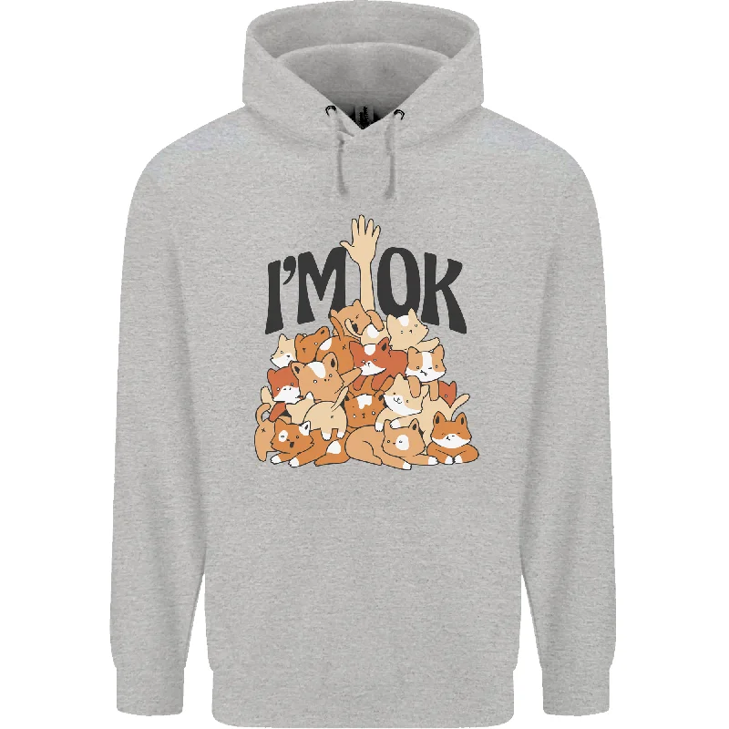 Massive Deals I'm OK Funny Cat Mum Dad Crazy Lady Kitten Mens 80% Cotton Hoodie