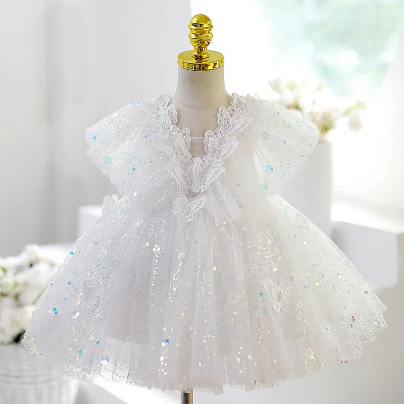 Super Sale Baby Girl Easter Dress White Puffy Butterfly Sequins Birthday Party Princess Christening Dress Super Sale Baby Girl Easter Dress White Puffy Butterfly Sequins Birthday Party Princess Christening Dress