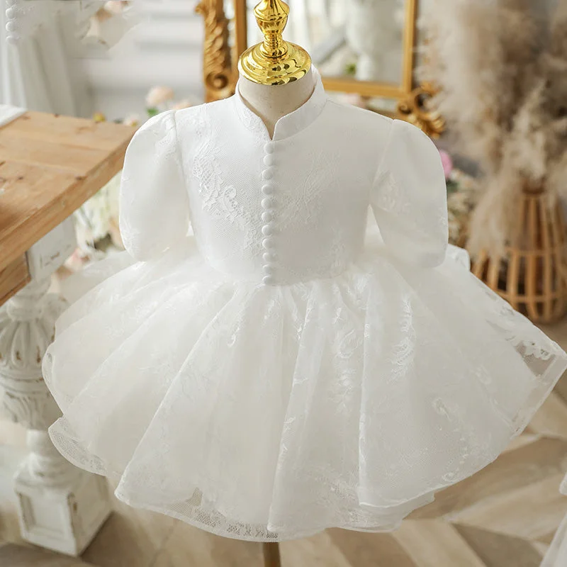 Inventory Reduction Baby Girl Summer White Back Bow Lace Fluffy Christening Princess Dress Inventory Reduction Baby Girl Summer White Back Bow Lace Fluffy Christening Princess Dress