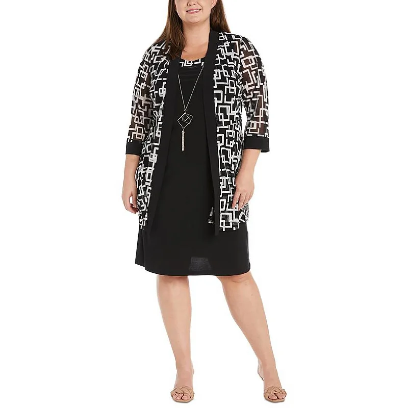 Buy More, Save More R&M Richards Womens Plus Printed Mesh Two Piece Dress