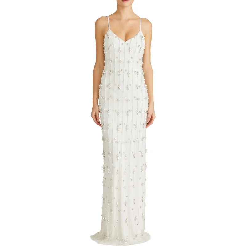 ML Monique Lhuillier Womens Jeweled Full Length Evening Dress