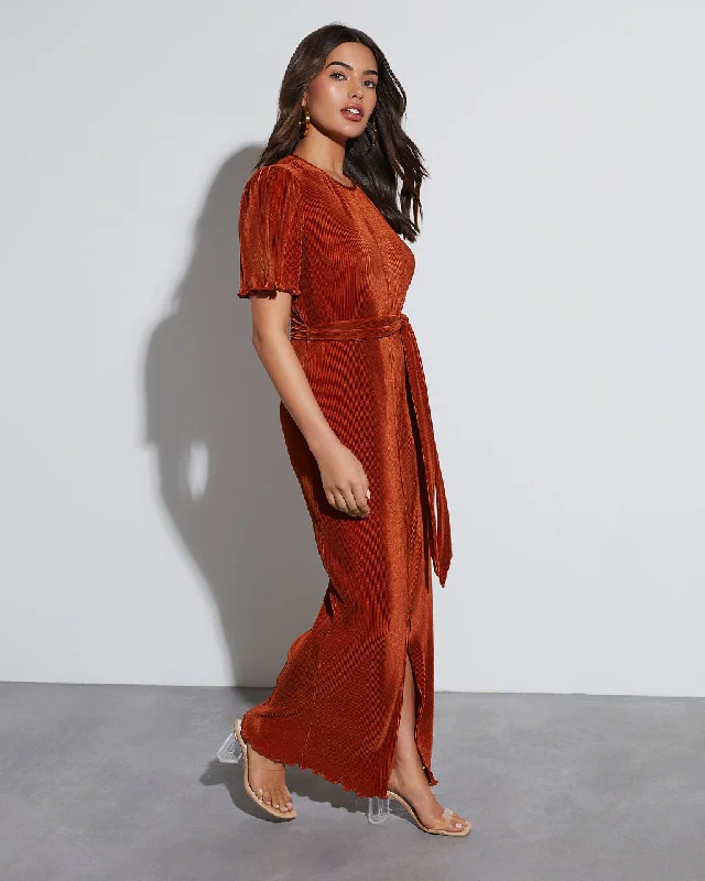 Dana Short Sleeve Plisse Maxi Dress