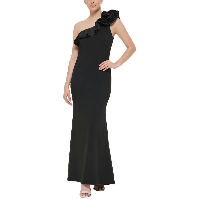 Jessica Howard Womens Petites Ruffled Long Evening Dress