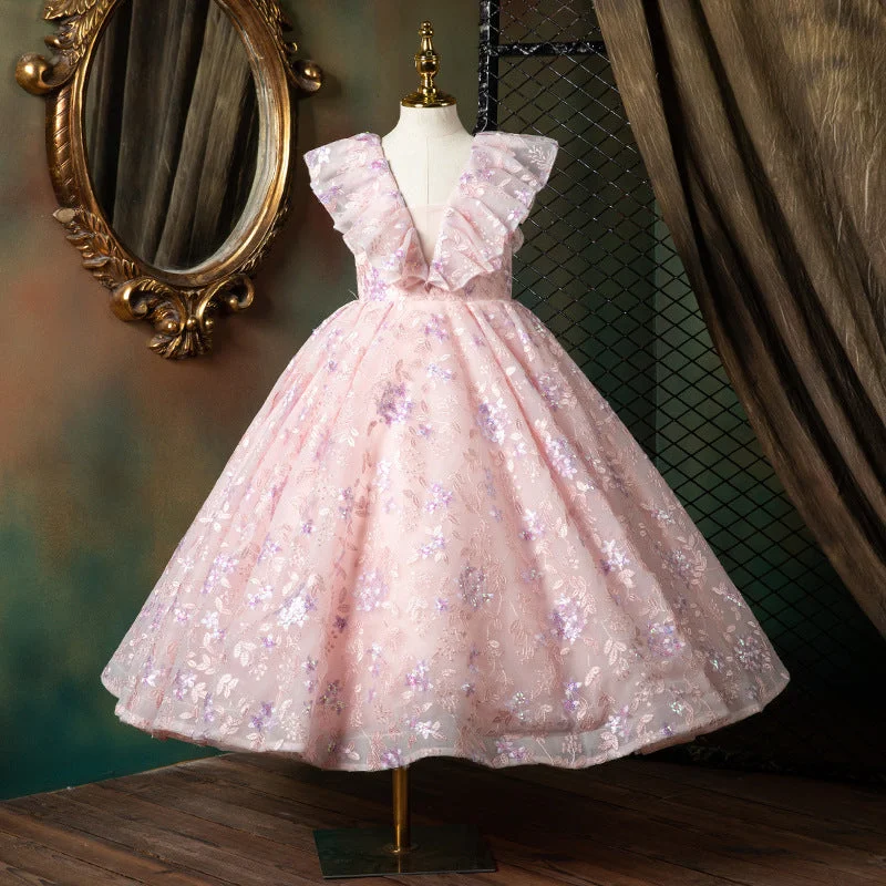 Lowest Price First Communion Dress Baby Girl Cute Embroidered Pageant Princess Dresses Girl Formal Dresses