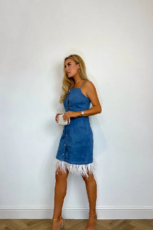Markdowns Kands London Denim Feather Detail Dress