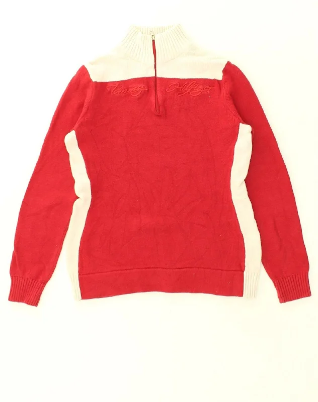 Big Discounts TOMMY HILFIGER Womens Graphic Zip Neck Jumper Sweater UK 10 Small Red