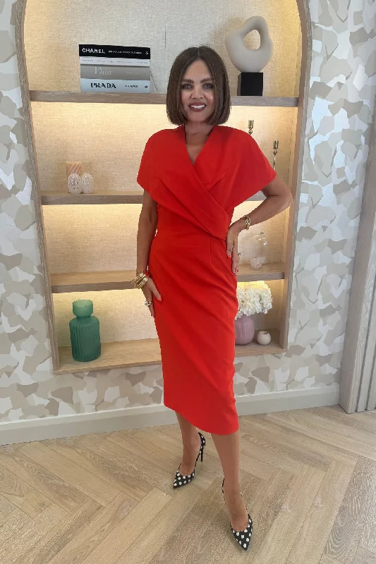 Sale Event Marissa Crossover Midi Dress In Red