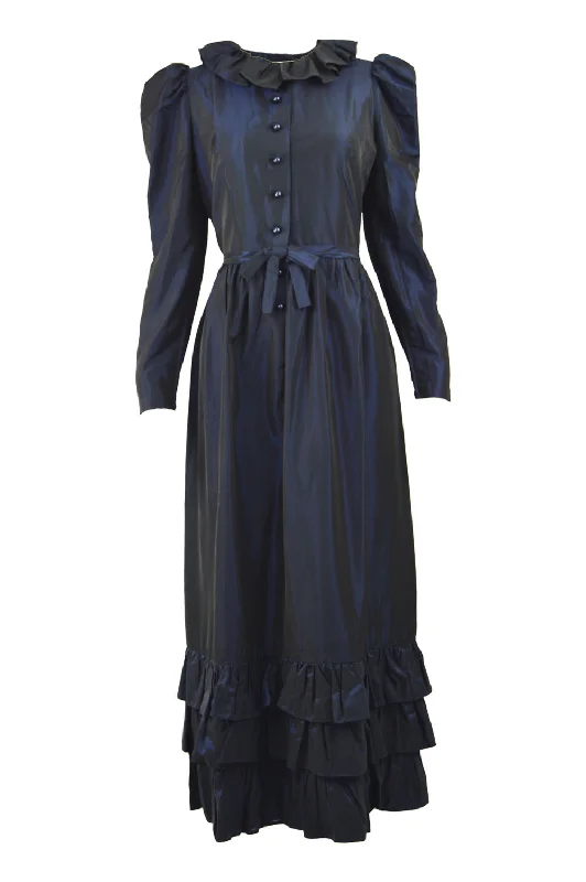 TIME-Limited Offer Vintage Women's Iridescent Blue Taffeta Gown, 1970s
