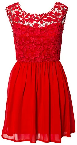 Lowest Price Crochet Babydoll Dress Red