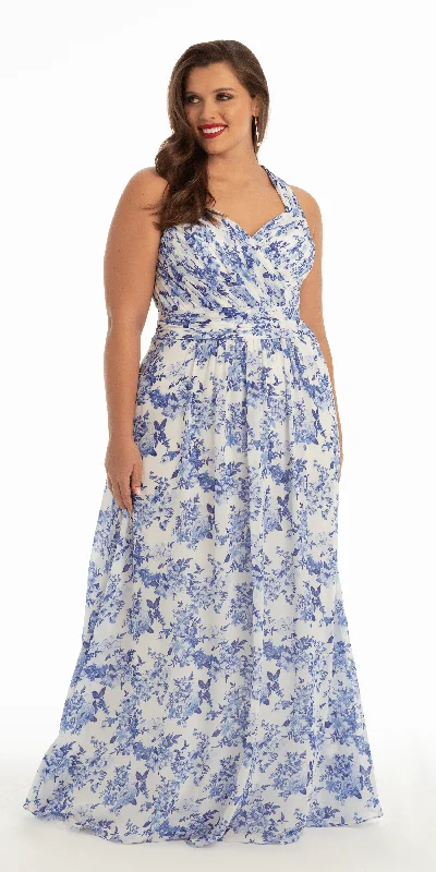 Sweetheart Floral A Line Dress with X Back