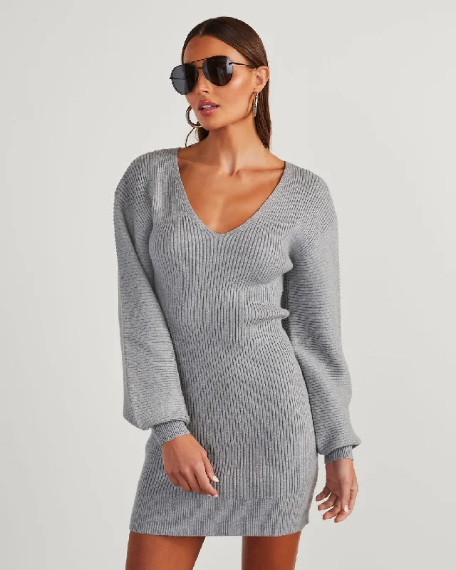 Fall Is Mine Ribbed Mini Sweater Dress