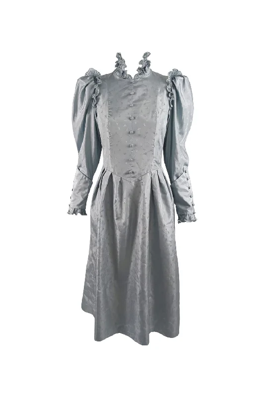 Act Fast Annie Gough Vintage Victorian Inspired Duck Egg Taffeta Dress, 1970s