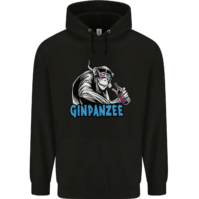 Final Markdown Ginpanzee Funny Gin Drinker Monkey Alcohol Mens 80% Cotton Hoodie