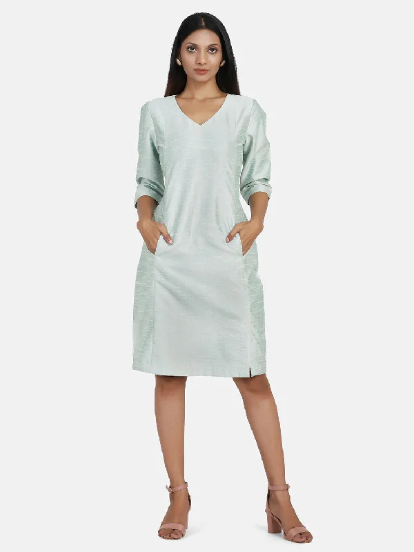 Blowout Sale Dupioni Silk Shift Dress - Pistachio Green