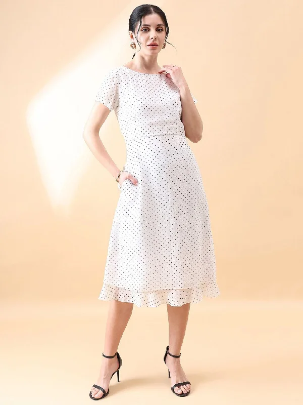 Midnight Sale Polka Dot Dress- Black & White