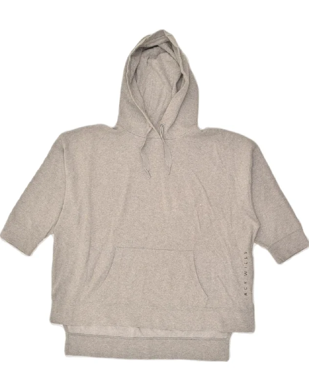 Overstock JACK WILLS Womens Oversized Short Sleeve Hoodie Jumper UK 12 Medium Grey
