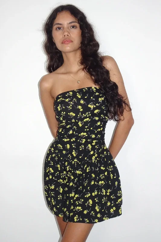 Year-End Clearance Motel Rocks Zhao Dress in Buttercup Black and Yellow