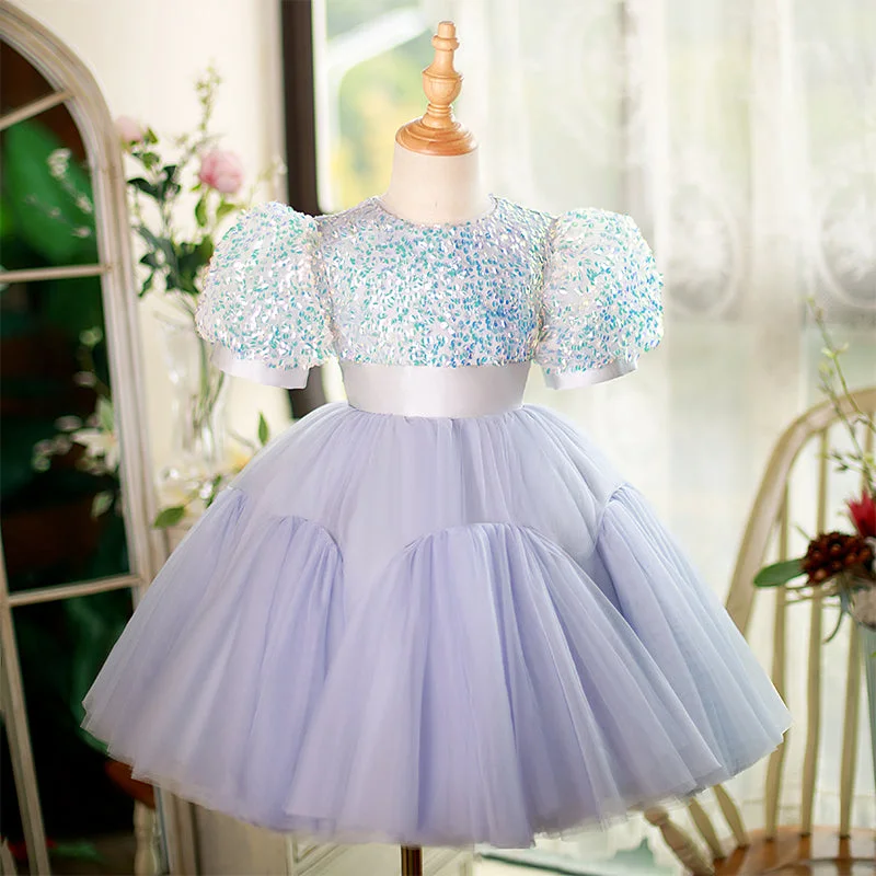 Major Savings Baby Girl Princess Dress Purple Puffy Sleeves Birthday Party Dress