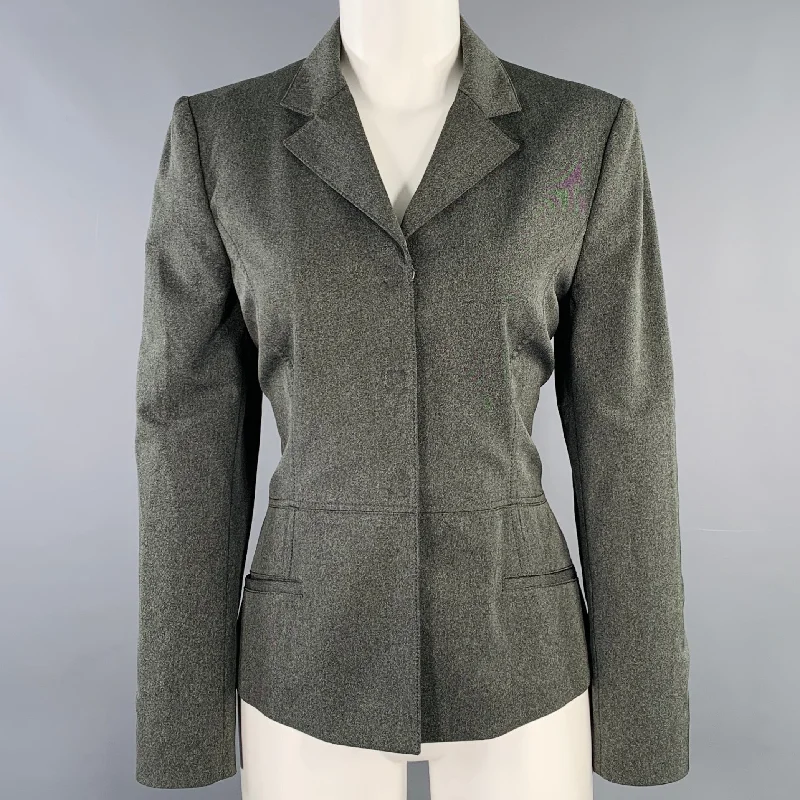 Sneak Peek Sale PRADA Size 6 Grey Charcoal Polyester Blend Snaps Jacket Blazer
