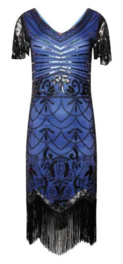 Limited Quantity Gabrielle 1920s Flapper Dress Blue