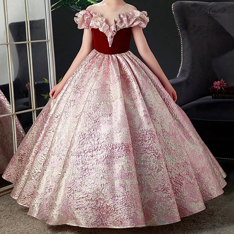 Special Price Girl First Communion Dress Girl Formal Pageant Princess Baptism Big Hem Dress