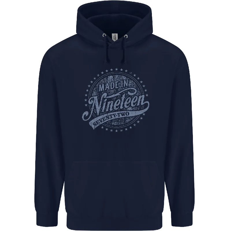 Limited Time Discount Distressed 52nd Birthday Made In 1972 Mens 80% Cotton Hoodie Navy Blue Limited Time Discount Distressed 52nd Birthday Made In 1972 Mens 80% Cotton Hoodie Navy Blue
