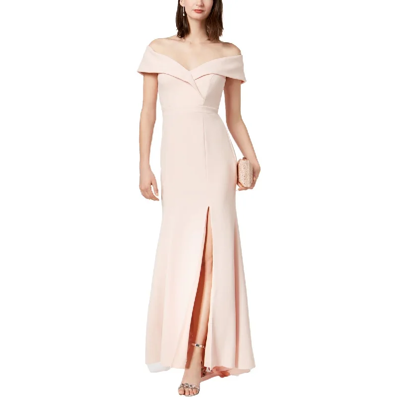 Xscape Womens Off-The-Shoulder Long Evening Dress