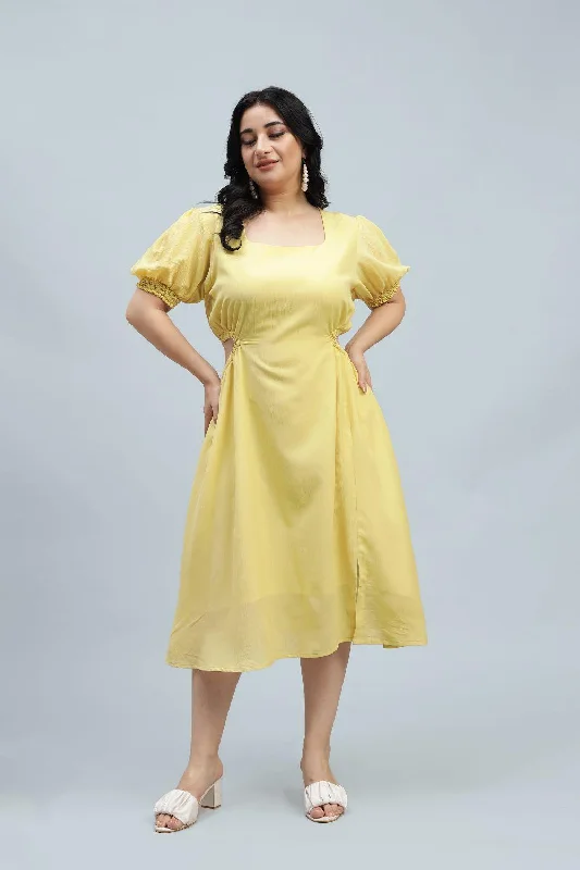 Great Bargains Yellow A Line One Piece Dress for Women
