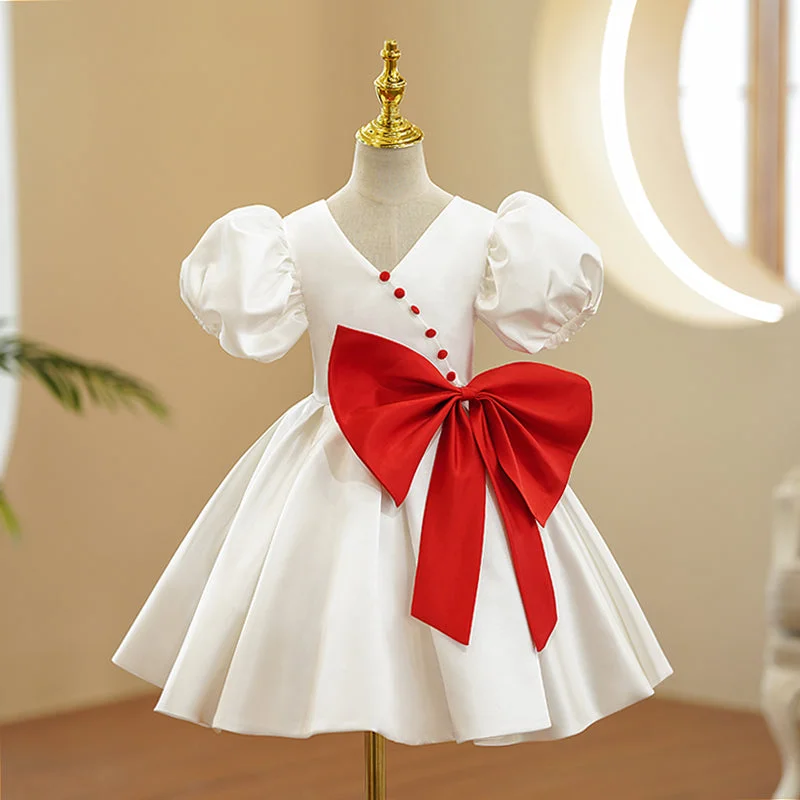 Extra Discounts Baby Girls First Communion Dress Girl Red Bow Wedding Puff Seeves Birthday Princess Dress Extra Discounts Baby Girls First Communion Dress Girl Red Bow Wedding Puff Seeves Birthday Princess Dress