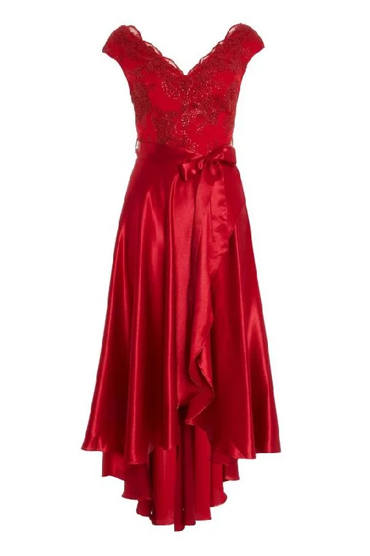 Limited Quantity Red Satin Dip Hem Dress