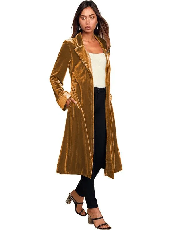 Stock Clearance Velvet Long Blazer Women Coat