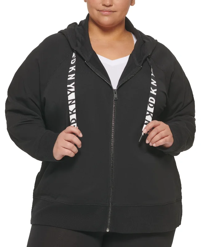 Midnight Madness DKNY Sport Plus Size Logo Drawstring French Terry Hoodie