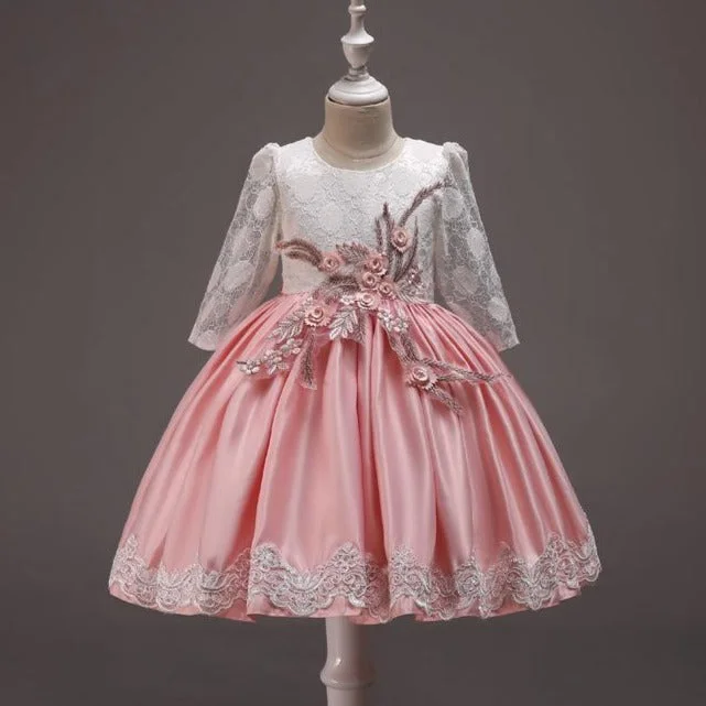 Daily Deals Flower Girl Dress Toddler Summer Birthday Party Dress Elegant Silk Bow Puffy Princess Dress
