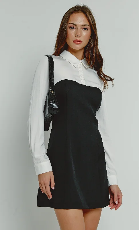 Hot Deal Black Tailored Shirt Dress