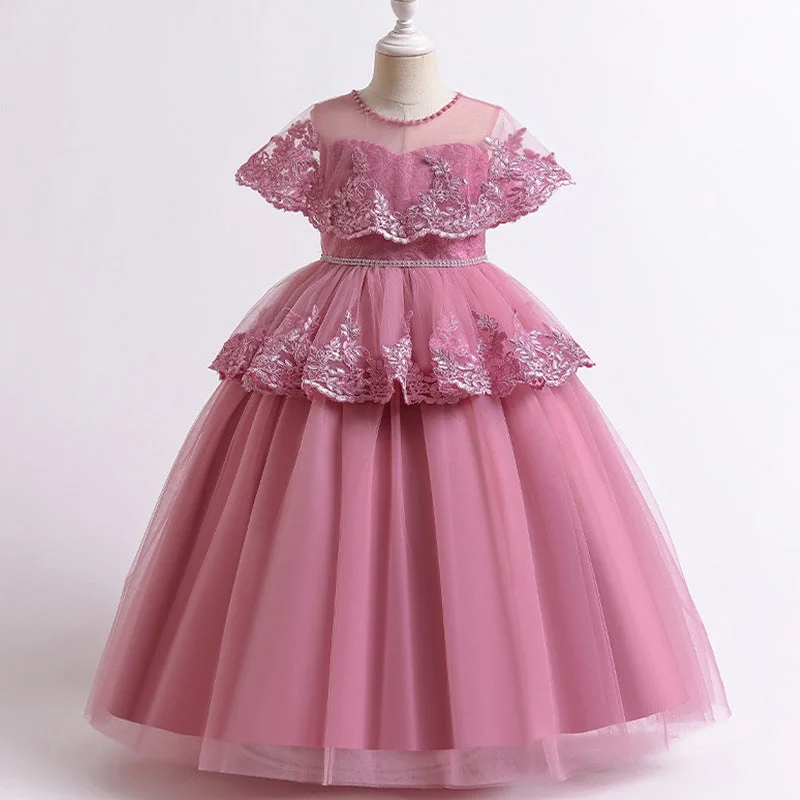 Savings Alert Flower Girl Dress Toddler Birthday Party Sleeveless Long Elegant Puffy Pageant Dress