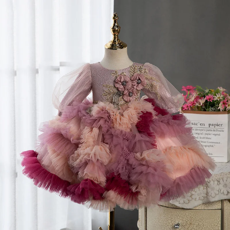 Take Advantage Flower Girl Dresses Baby Girl Vintage Embroidery Petal Cake Fluffy Party Princess Dress